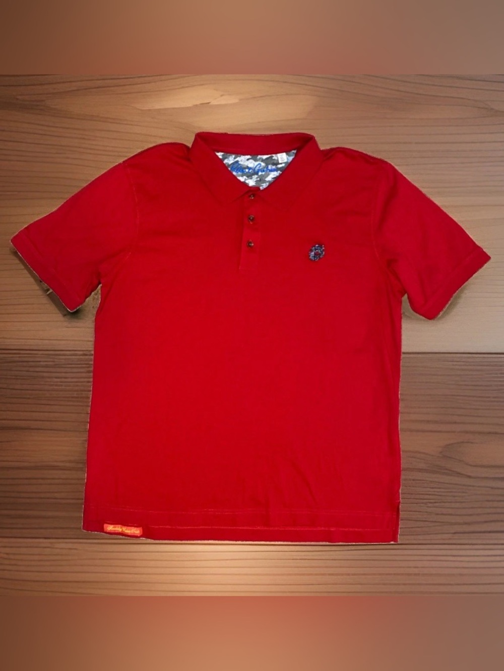 Robert Graham Embroidered Colorful Skull Head Fearless Solid Red Polo Shirt XL